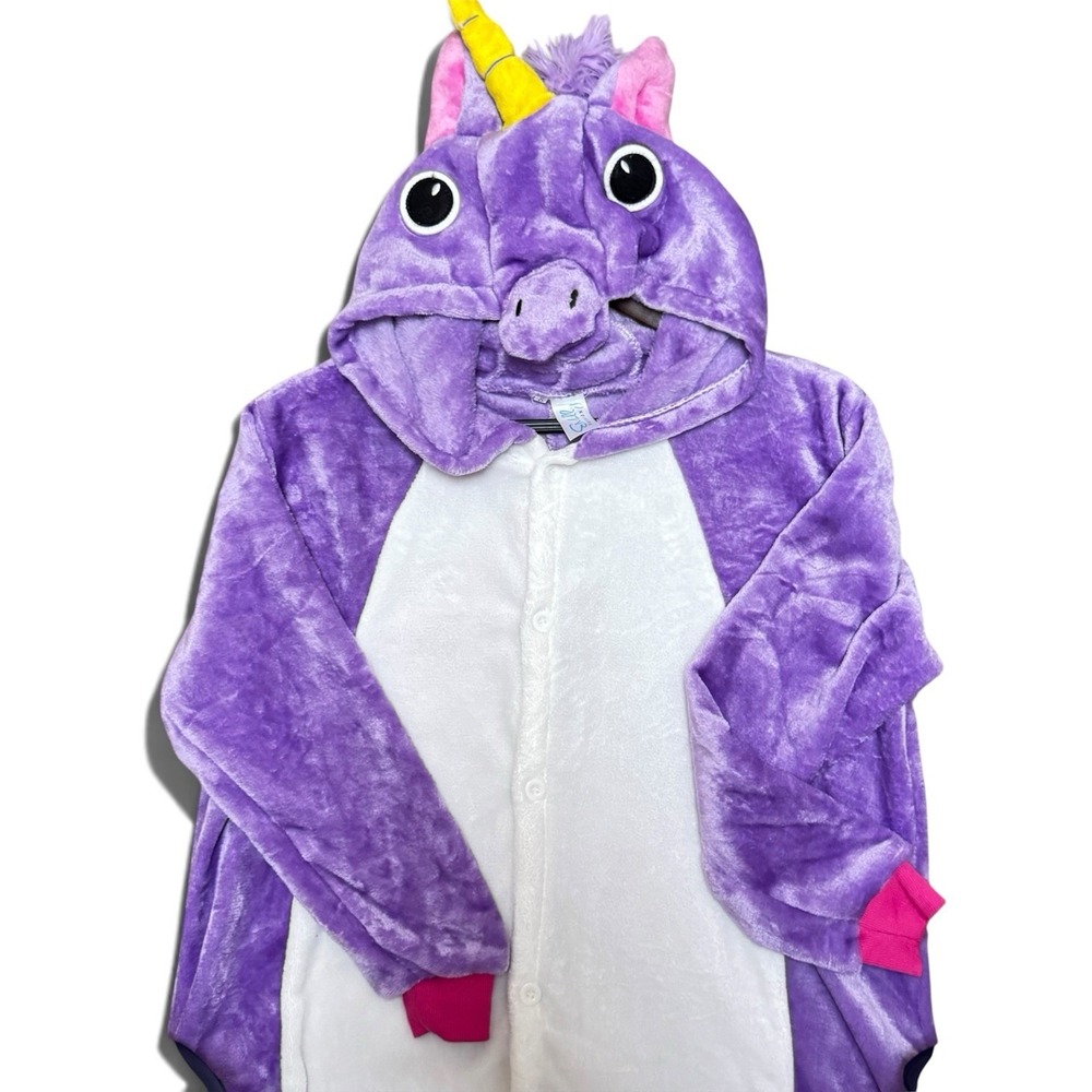 Purple Unicorn Jumper Adult M Kigurumi Hooded Costume Pajamas Cosplay Halloween